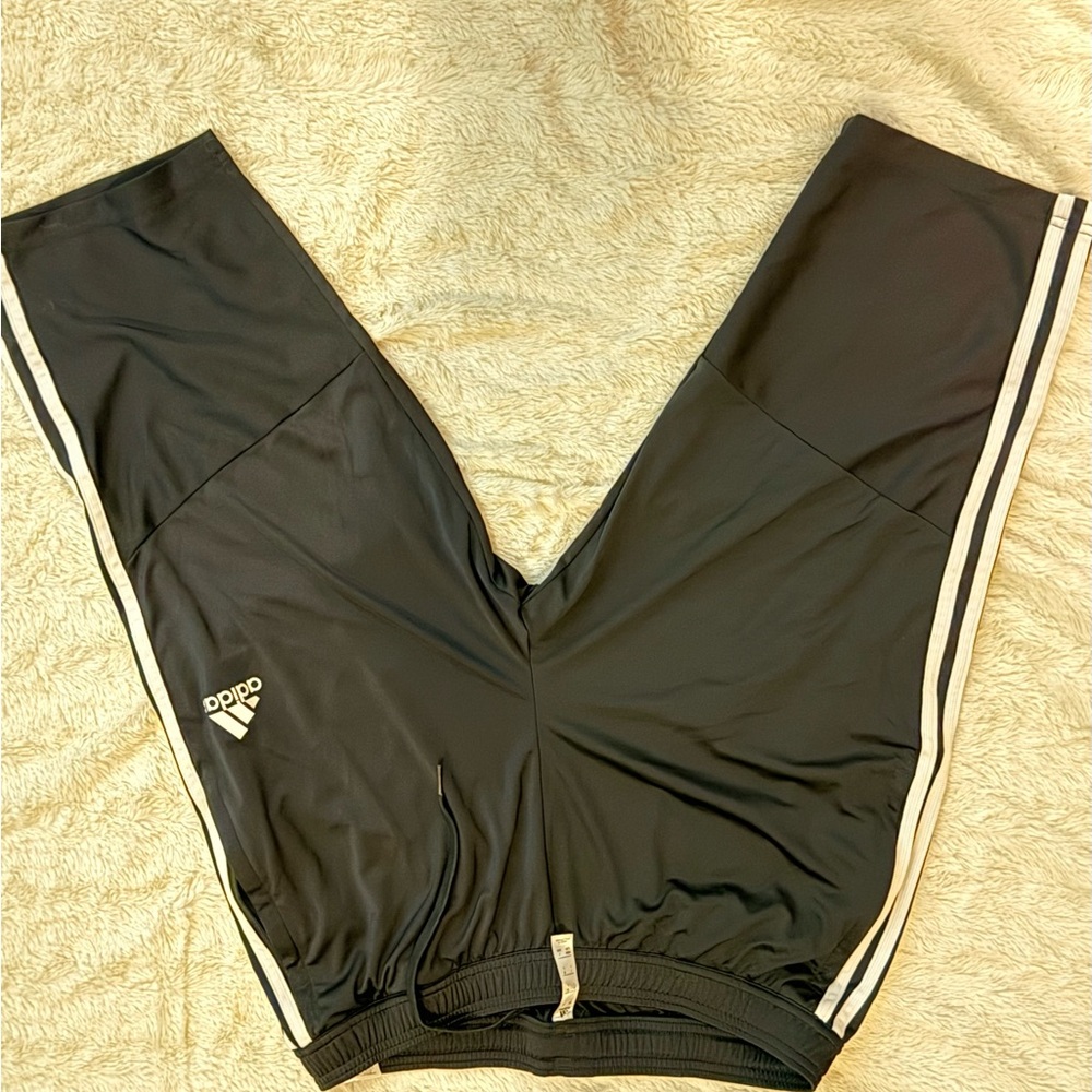 Adidas 3/4 Length Black Joggers with White Accents